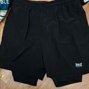 Everlast Sport 2 in 1 Black Athletic Shorts